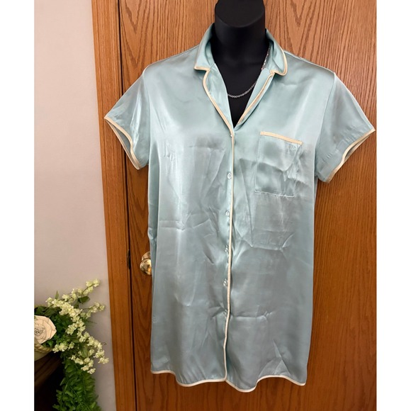 Jones New York Other - Jones New York Satin Sleep Shirt Womens Large green Button Front Nightgown JNY